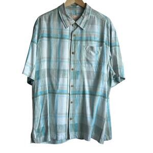 Tommy Bahama Mens Shirt‎ Size Blue Plaid Button Up Preppy Classic Office Travel